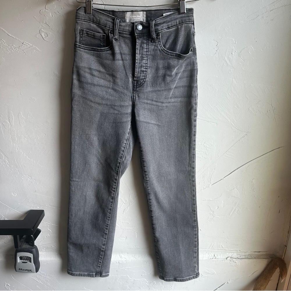 Everlane High Rise Slim‎ Straight Leg Jeans in Washed Black Sz 27